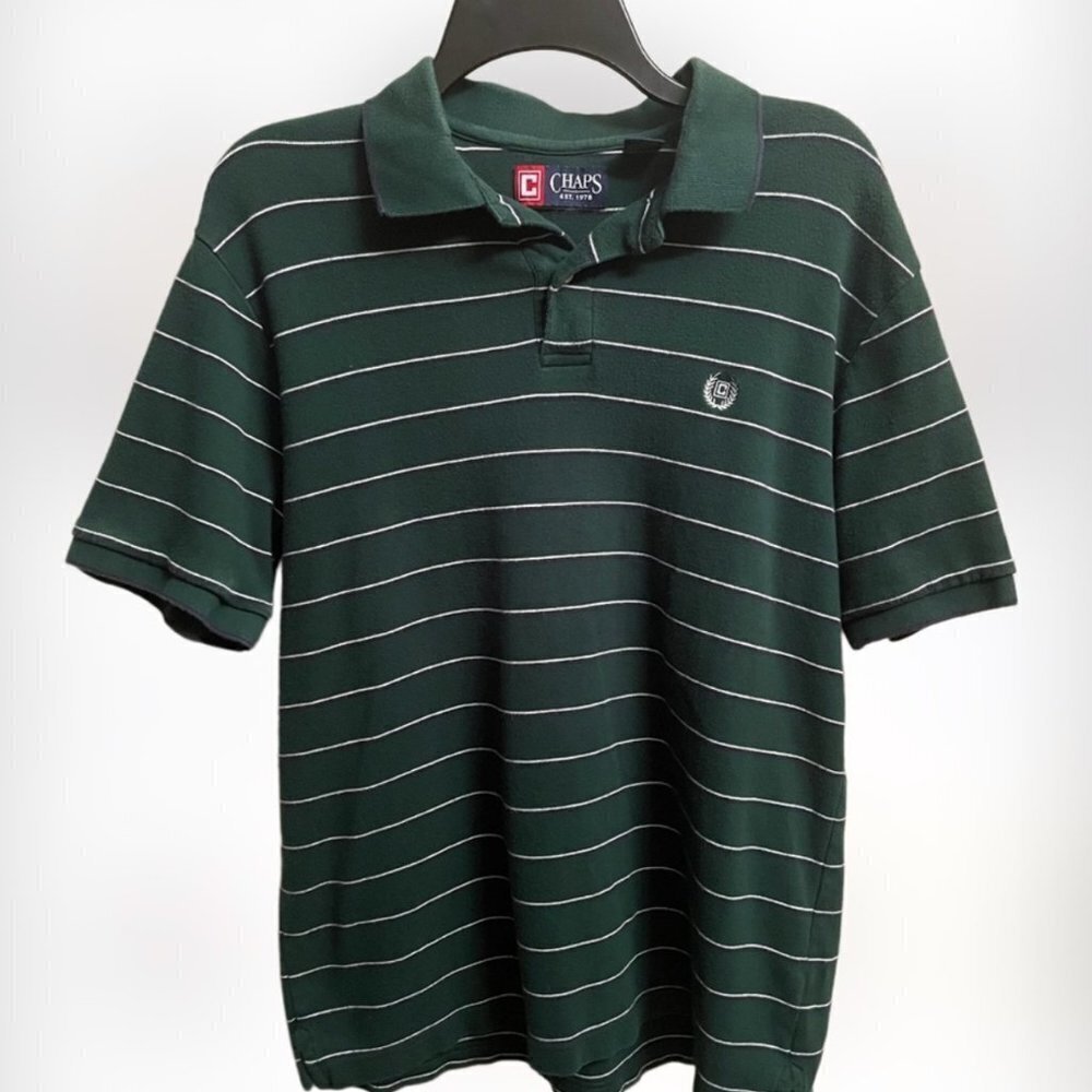 Men's Chaps Green Striped Polo